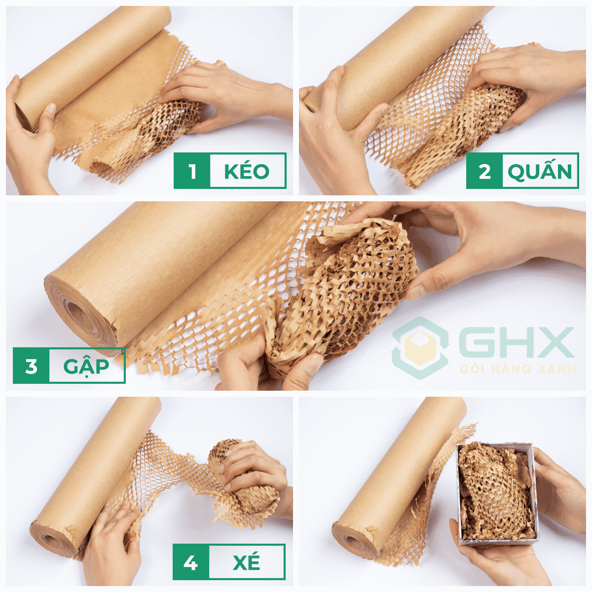 Giấy Tổ Ong 30cmx50m GHX - Chất giấy kraft xi măng 80gsm